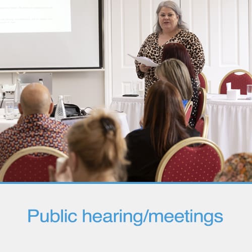 Public hearing/meetings - We Are Stand